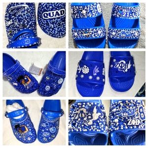 Zeta Phi Beta inspired clogs and slides.